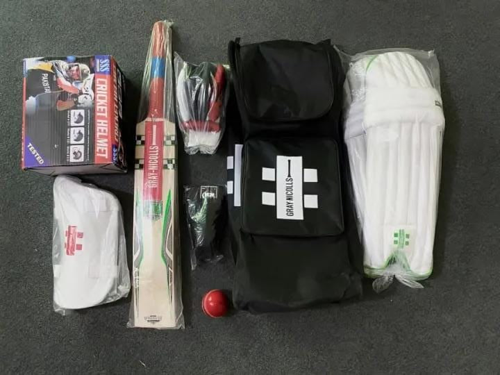 Pack of 9 - Cricket Kit For Professional (Hard Ball Bat Complete Set)